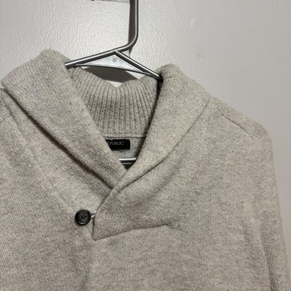 Banana Republic Shawl Collar Sweater S Gray Cotton Wool Blend Size Small - Picture 2 of 7